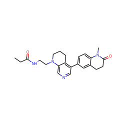 CCC(=O)NCCN1CCCc2c(-c3ccc4c(c3)CCC(=O)N4C)cncc21 ZINC000204995547