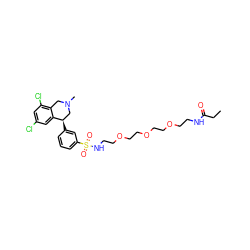 CCC(=O)NCCOCCOCCOCCNS(=O)(=O)c1cccc([C@@H]2CN(C)Cc3c(Cl)cc(Cl)cc32)c1 ZINC000218803230