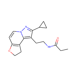 CCC(=O)NCCc1c(C2CC2)nn2ccc3c(c12)CCO3 ZINC000043195636