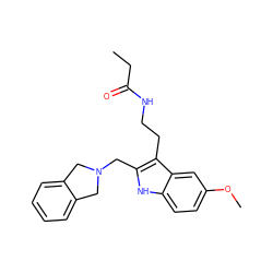 CCC(=O)NCCc1c(CN2Cc3ccccc3C2)[nH]c2ccc(OC)cc12 ZINC000169323499