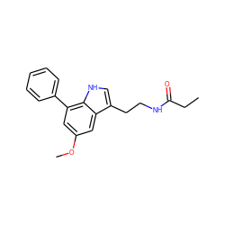 CCC(=O)NCCc1c[nH]c2c(-c3ccccc3)cc(OC)cc12 ZINC000028815173