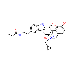 CCC(=O)NCCc1ccc2[nH]c3c(c2c1)C[C@@]1(O)[C@H]2Cc4ccc(O)c5c4[C@@]1(CCN2CC1CC1)[C@H]3O5 ZINC000013493034