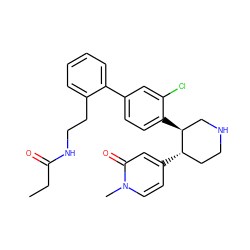 CCC(=O)NCCc1ccccc1-c1ccc([C@H]2CNCC[C@@H]2c2ccn(C)c(=O)c2)c(Cl)c1 ZINC000073315548