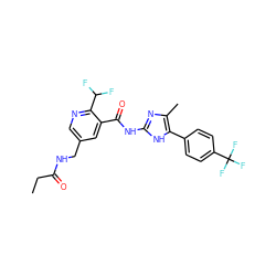 CCC(=O)NCc1cnc(C(F)F)c(C(=O)Nc2nc(C)c(-c3ccc(C(F)(F)F)cc3)[nH]2)c1 ZINC000148122808