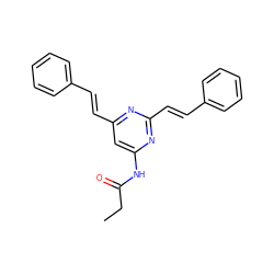 CCC(=O)Nc1cc(/C=C/c2ccccc2)nc(/C=C/c2ccccc2)n1 ZINC000066100171