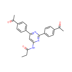 CCC(=O)Nc1cc(-c2ccc(C(C)=O)cc2)nc(-c2ccc(C(C)=O)cc2)n1 ZINC000066104790