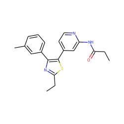 CCC(=O)Nc1cc(-c2sc(CC)nc2-c2cccc(C)c2)ccn1 ZINC000013673378