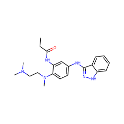 CCC(=O)Nc1cc(Nc2n[nH]c3ccccc23)ccc1N(C)CCN(C)C ZINC001772575357