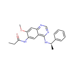 CCC(=O)Nc1cc2c(N[C@H](C)c3ccccc3)ncnc2cc1OC ZINC001772617006