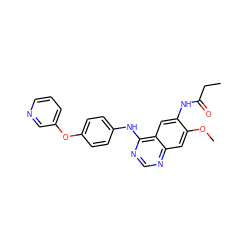 CCC(=O)Nc1cc2c(Nc3ccc(Oc4cccnc4)cc3)ncnc2cc1OC ZINC001772599387