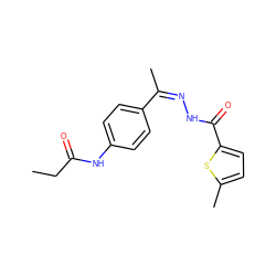 CCC(=O)Nc1ccc(/C(C)=N\NC(=O)c2ccc(C)s2)cc1 ZINC000013111558