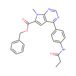 CCC(=O)Nc1ccc(-c2ncnc3c2cc(C(=O)OCc2ccccc2)n3C)cc1 ZINC000653848694