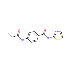 CCC(=O)Nc1ccc(C(=O)Nc2nccs2)cc1 ZINC000005416951