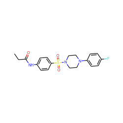 CCC(=O)Nc1ccc(S(=O)(=O)N2CCN(c3ccc(F)cc3)CC2)cc1 ZINC000000811952