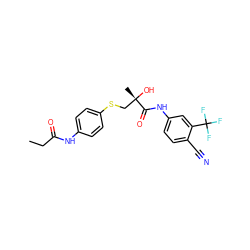 CCC(=O)Nc1ccc(SC[C@](C)(O)C(=O)Nc2ccc(C#N)c(C(F)(F)F)c2)cc1 ZINC000013554398