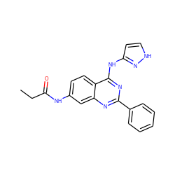 CCC(=O)Nc1ccc2c(Nc3cc[nH]n3)nc(-c3ccccc3)nc2c1 ZINC000068894639