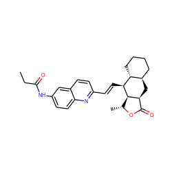 CCC(=O)Nc1ccc2nc(/C=C/[C@@H]3[C@@H]4[C@@H](C)OC(=O)[C@@H]4C[C@@H]4CCCC[C@H]43)ccc2c1 ZINC000028572462