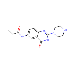 CCC(=O)Nc1ccc2nc(N3CCNCC3)[nH]c(=O)c2c1 ZINC000653723918