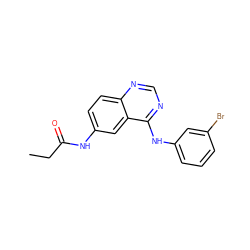 CCC(=O)Nc1ccc2ncnc(Nc3cccc(Br)c3)c2c1 ZINC000001488953