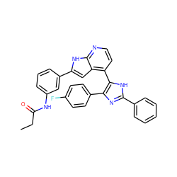 CCC(=O)Nc1cccc(-c2cc3c(-c4[nH]c(-c5ccccc5)nc4-c4ccc(F)cc4)ccnc3[nH]2)c1 ZINC001772614275