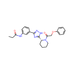 CCC(=O)Nc1cccc(-c2n[nH]c([C@H]3CCCCN3C(=O)COc3ccccc3)n2)c1 ZINC000144251042