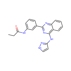 CCC(=O)Nc1cccc(-c2nc(Nc3cc[nH]n3)c3ccccc3n2)c1 ZINC000473085980