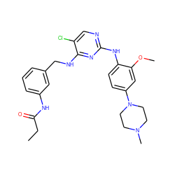 CCC(=O)Nc1cccc(CNc2nc(Nc3ccc(N4CCN(C)CC4)cc3OC)ncc2Cl)c1 ZINC000473108886