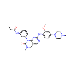 CCC(=O)Nc1cccc(N2C(=O)N(C)Cc3cnc(Nc4ccc(N5CCN(C)CC5)cc4OC)nc32)c1 ZINC000084653749