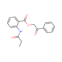 CCC(=O)Nc1ccccc1C(=O)OCC(=O)c1ccccc1 ZINC000000572686