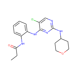 CCC(=O)Nc1ccccc1Nc1nc(NC2CCOCC2)ncc1Cl ZINC000263620632