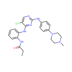 CCC(=O)Nc1ccccc1Nc1nc(Nc2ccc(N3CCN(C)CC3)cc2)ncc1Cl ZINC000584904719