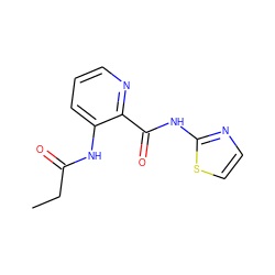 CCC(=O)Nc1cccnc1C(=O)Nc1nccs1 ZINC000013521844