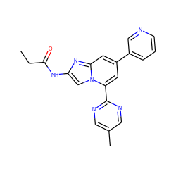 CCC(=O)Nc1cn2c(-c3ncc(C)cn3)cc(-c3cccnc3)cc2n1 ZINC000045253028