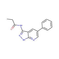 CCC(=O)Nc1n[nH]c2ncc(-c3ccccc3)cc12 ZINC000013489637