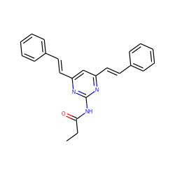 CCC(=O)Nc1nc(/C=C/c2ccccc2)cc(/C=C/c2ccccc2)n1 ZINC000066104697