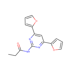 CCC(=O)Nc1nc(-c2ccco2)cc(-c2ccco2)n1 ZINC000066104734