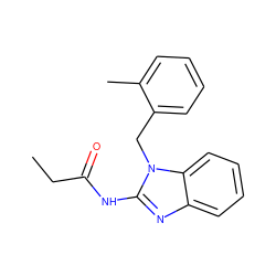 CCC(=O)Nc1nc2ccccc2n1Cc1ccccc1C ZINC000000499294