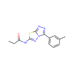 CCC(=O)Nc1nn2c(-c3cccc(C)c3)nnc2s1 ZINC000006818167