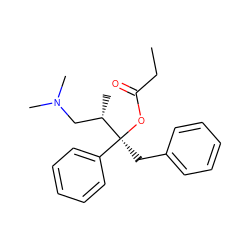 CCC(=O)O[C@@](Cc1ccccc1)(c1ccccc1)[C@@H](C)CN(C)C ZINC000001530767