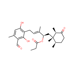 CCC(=O)O[C@H](C[C@@]1(C)[C@H](C)CCC(=O)[C@@H]1C)/C(C)=C/Cc1c(O)cc(C)c(C=O)c1O ZINC000013432957