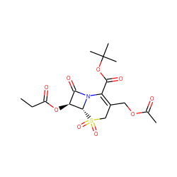 CCC(=O)O[C@H]1C(=O)N2C(C(=O)OC(C)(C)C)=C(COC(C)=O)CS(=O)(=O)[C@H]12 ZINC000026505585