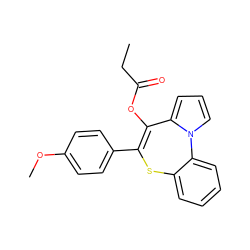 CCC(=O)OC1=C(c2ccc(OC)cc2)Sc2ccccc2-n2cccc21 ZINC000013739874