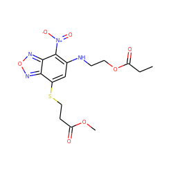 CCC(=O)OCCNc1cc(SCCC(=O)OC)c2nonc2c1[N+](=O)[O-] ZINC000008683038