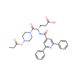 CCC(=O)ON1CCN(C(=O)[C@H](CCC(=O)O)NC(=O)c2cc(-c3ccccc3)nc(-c3ccccc3)c2)CC1 ZINC000043018073