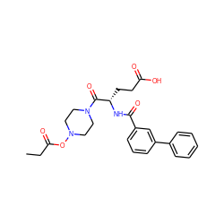 CCC(=O)ON1CCN(C(=O)[C@H](CCC(=O)O)NC(=O)c2cccc(-c3ccccc3)c2)CC1 ZINC000043018877