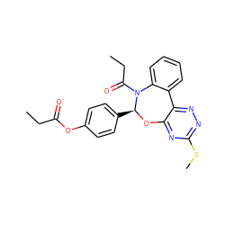 CCC(=O)Oc1ccc([C@@H]2Oc3nc(SC)nnc3-c3ccccc3N2C(=O)CC)cc1 ZINC000000684295