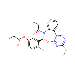 CCC(=O)Oc1ccc(Br)c([C@@H]2Oc3nc(SC)nnc3-c3ccccc3N2C(=O)CC)c1 ZINC000000684424