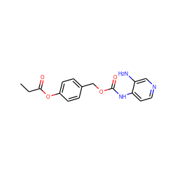 CCC(=O)Oc1ccc(COC(=O)Nc2ccncc2N)cc1 ZINC000073199201