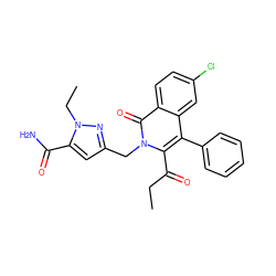 CCC(=O)c1c(-c2ccccc2)c2cc(Cl)ccc2c(=O)n1Cc1cc(C(N)=O)n(CC)n1 ZINC000029062335