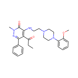 CCC(=O)c1c(-c2ccccc2)nn(C)c(=O)c1NCCN1CCN(c2ccccc2OC)CC1 ZINC000013863381